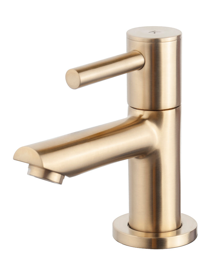 Fonteinset Rhea S mini met fontein rechts carrara, kraan, sifon en afvoerplug geborsteld messing - WDtegels