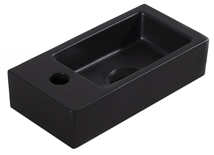 Fonteinset Rhea S mini met fontein links, kraan, sifon en afvoerplug mat zwart - WDtegels
