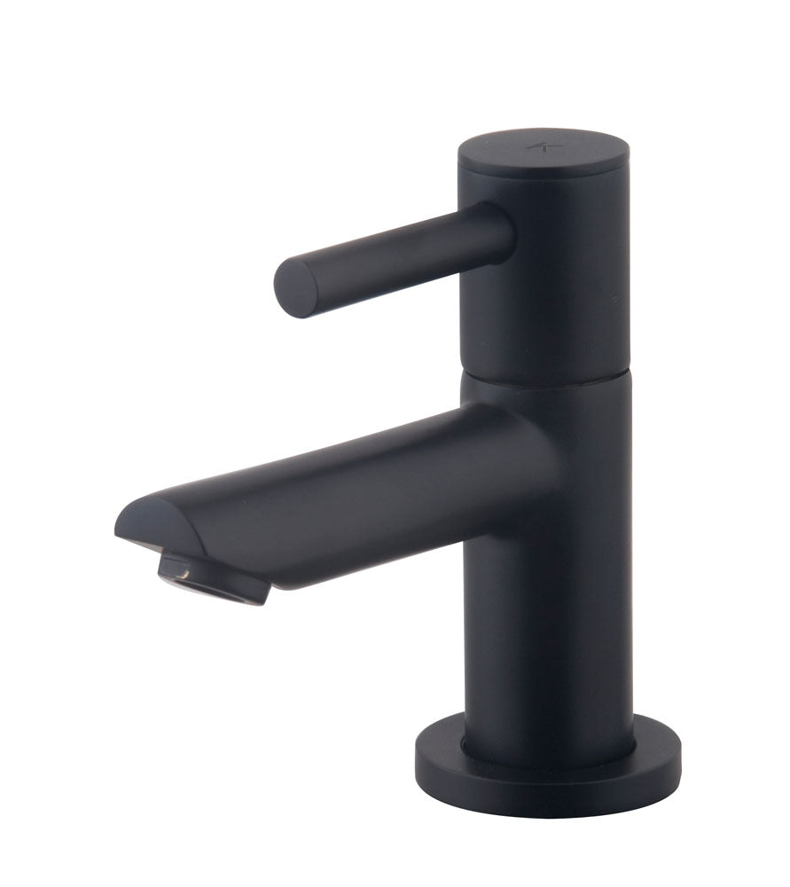 Conjunto de fuente Rhea S mini con fuente izquierda, grifo, sifón y tapón de desagüe en negro mate