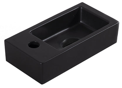 Fonteinset Rhea S mini met fontein links quartz, kraan, sifon en afvoerplug mat zwart - WDtegels