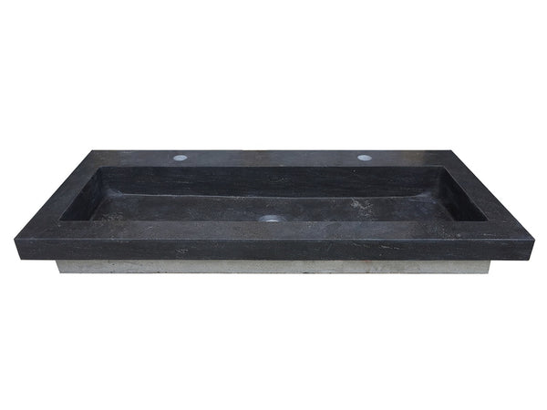 Raw countertop washbasin | 120x46x5cm | 2 tap holes | Honed soapstone