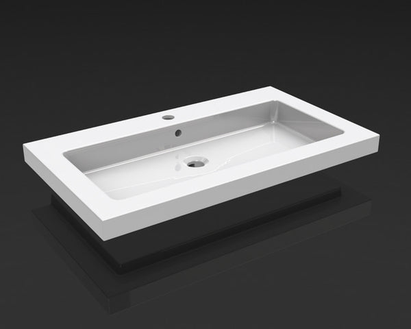 Kera washbasin single with 1 tap hole 60x46x5 cm ceramic gloss white