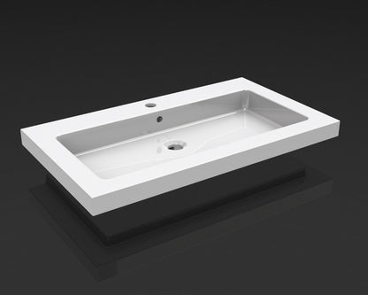Kera wastafel enkel met 1 kraangat 80x46x5 cm keramiek glans wit - WDtegels