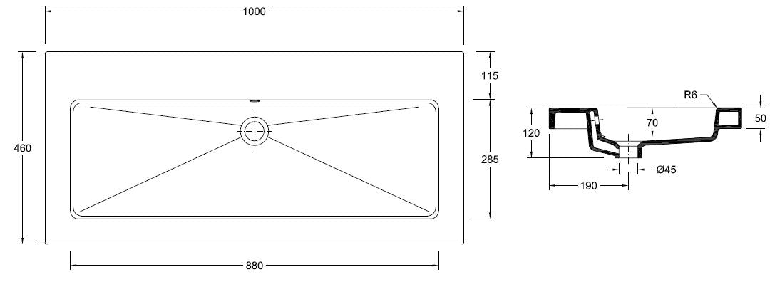 Wiesbaden keramische meubelwastafel 100x46 zonder kr.gat - WDtegels