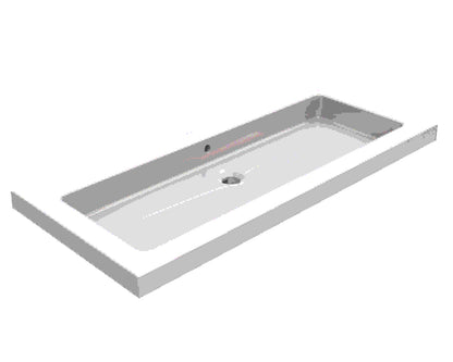 Kera wastafel enkel zonder kraangat 100x46x5 cm keramiek glans wit - WDtegels