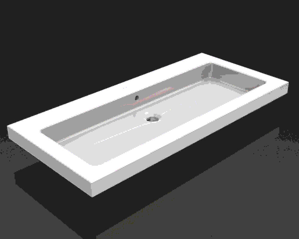 Kera wastafel enkel zonder kraangat 100x46x5 cm keramiek glans wit - WDtegels