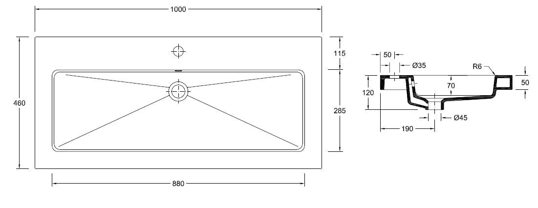 Wiesbaden keramische meubelwastafel 100x46 1 kr.gat - WDtegels