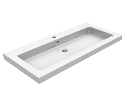 Kera wastafel enkel met 1 kraangat 100x46x5 cm keramiek glans wit - WDtegels