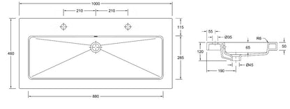 Wiesbaden keramische meubelwastafel 100x46 2 kr.gaten - WDtegels