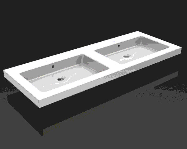 Lavabo doble mueble de cerámica Wiesbaden 120x46 sin agujeros