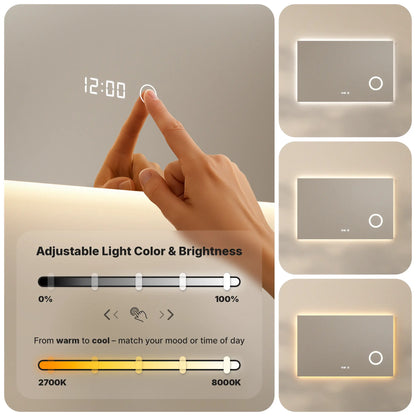 Badkamerspiegel - 80x60cm - Rechthoekig - Frameloos