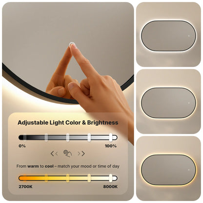 Badkamerspiegel - 120x60cm Ovaal - Zwart Frame