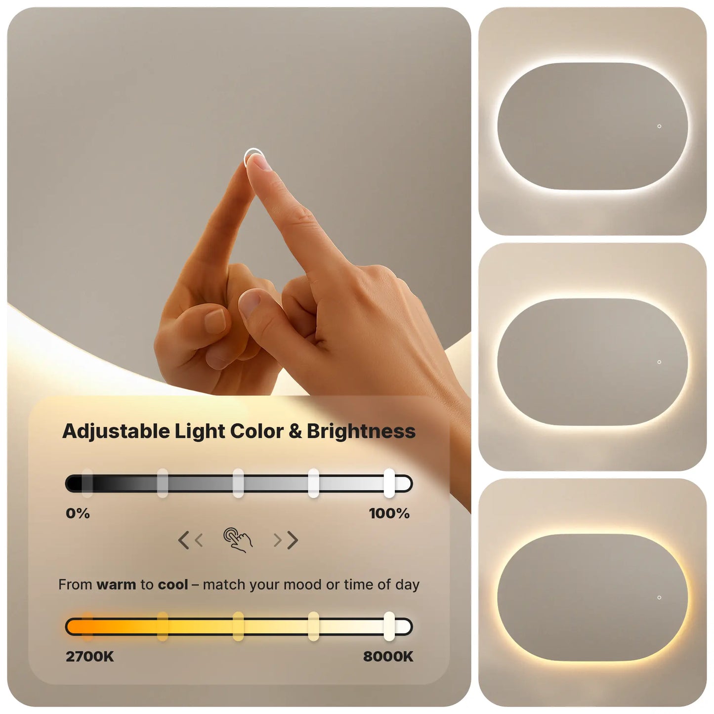 Badkamerspiegel - 90x60cm Ovaal - Frameloos