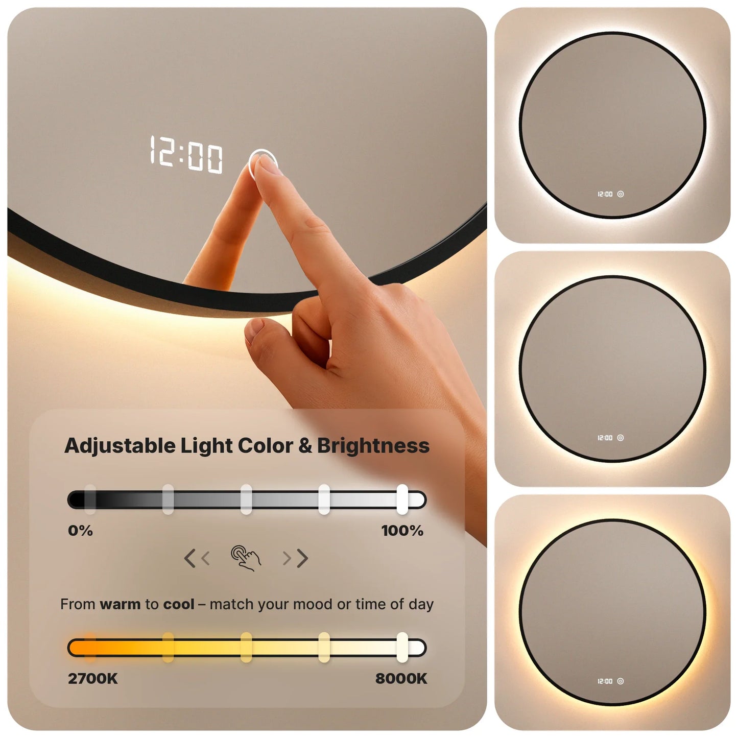 Badkamerspiegel - 60cm - Zwart Frame