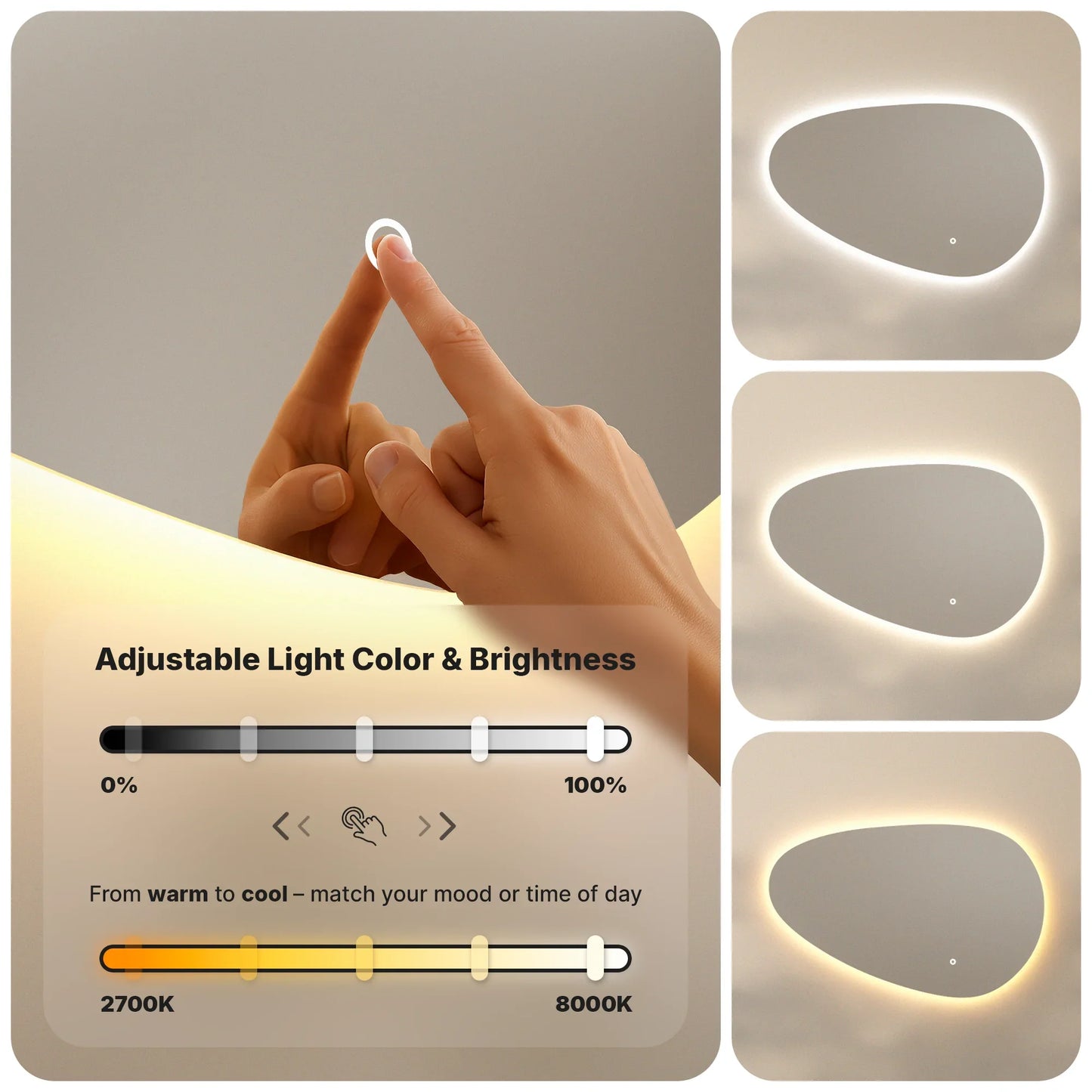 Badkamerspiegel - 150x93cm - Asymmetrisch - Frameloos