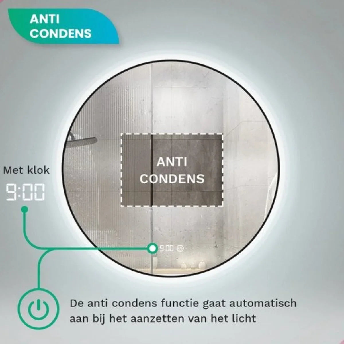 Badkamerspiegel - 80cm - Zwart Frame