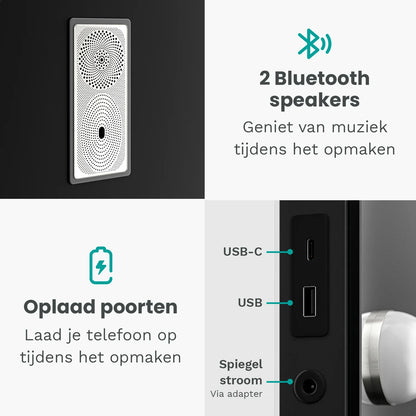 Hollywood Spiegel - Bluetooth Speakers - 80x60cm - Zwart