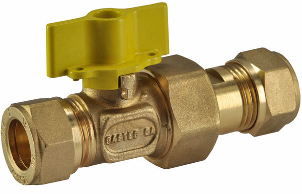 Brass gas ball valve Gastec 15mm compression x 15mm compression