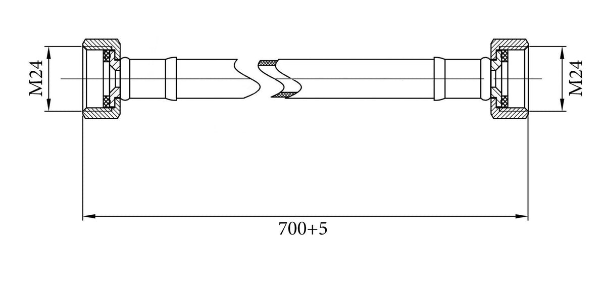 Lijntekening Gasslangsets Gastec 70cm