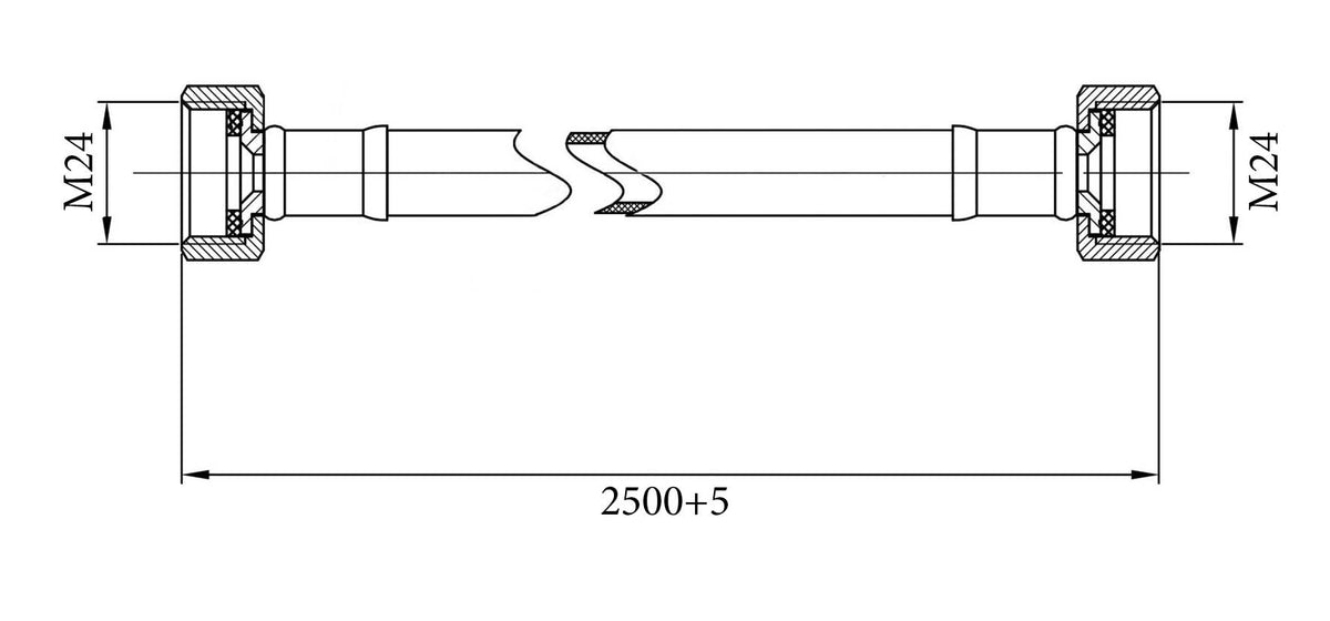 Lijntekening Gasslangsets Gastec 250cm