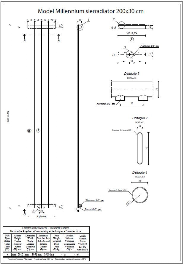 Wiesbaden Millennium sierradiator enkel 4 elementen 201x30 wit - WDtegels