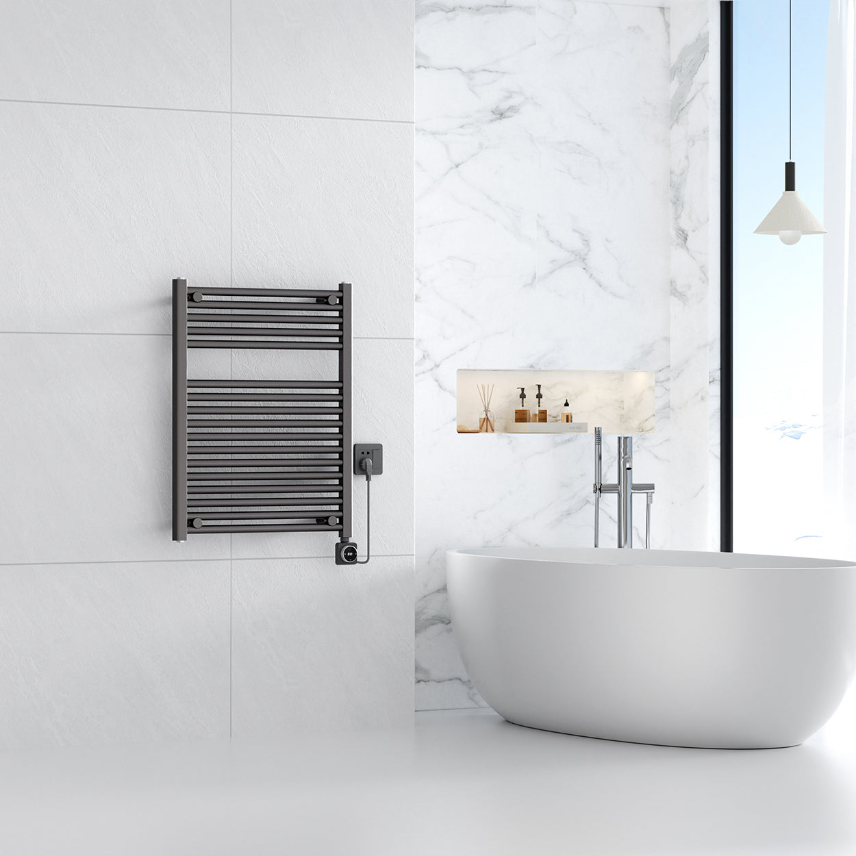 Elara elektrische radiator Smart WiFi 76,6 x 60 cm gunmetal PVD