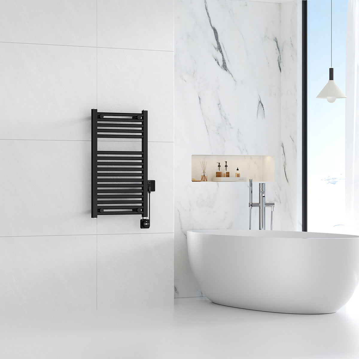 Elara elektrische radiator Smart WiFi 76,6x45cm mat zwart - detailfoto
