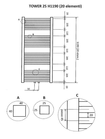 Wiesbaden Tower sierradiator 119x60 cm wit - WDtegels