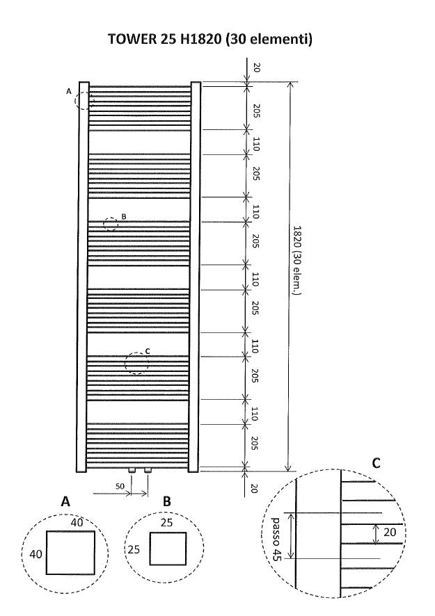 Wiesbaden Tower sierradiator 182x60 cm wit - WDtegels