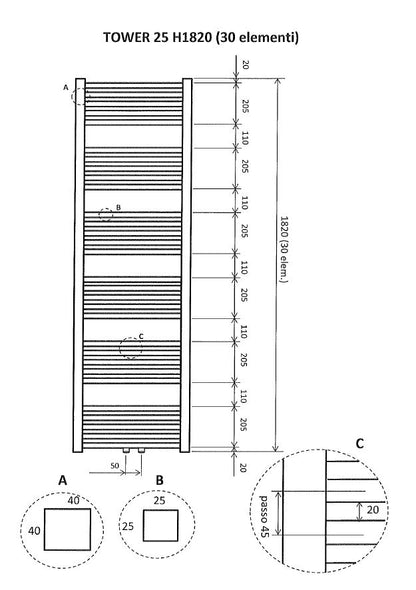 Wiesbaden Tower sierradiator 182x60 cm wit - WDtegels