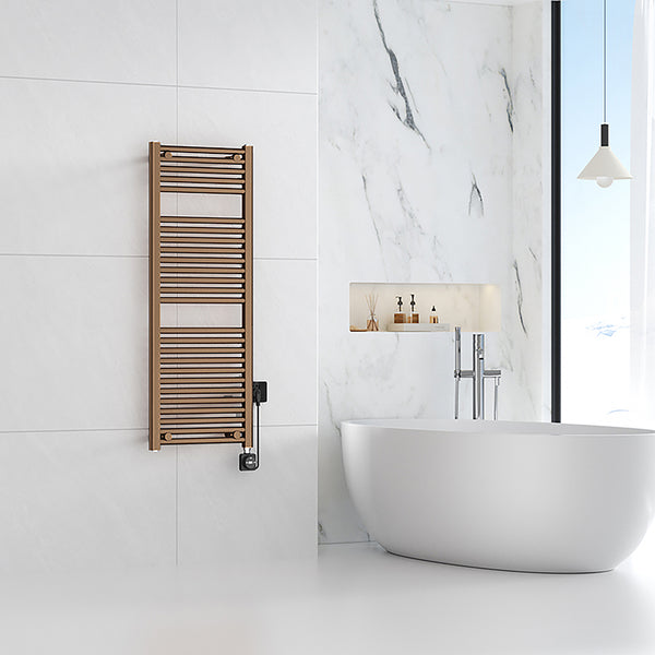 Radiador eléctrico Elara Smart WiFi | 118,5x45cm | Cobre bronce cepillado PVD