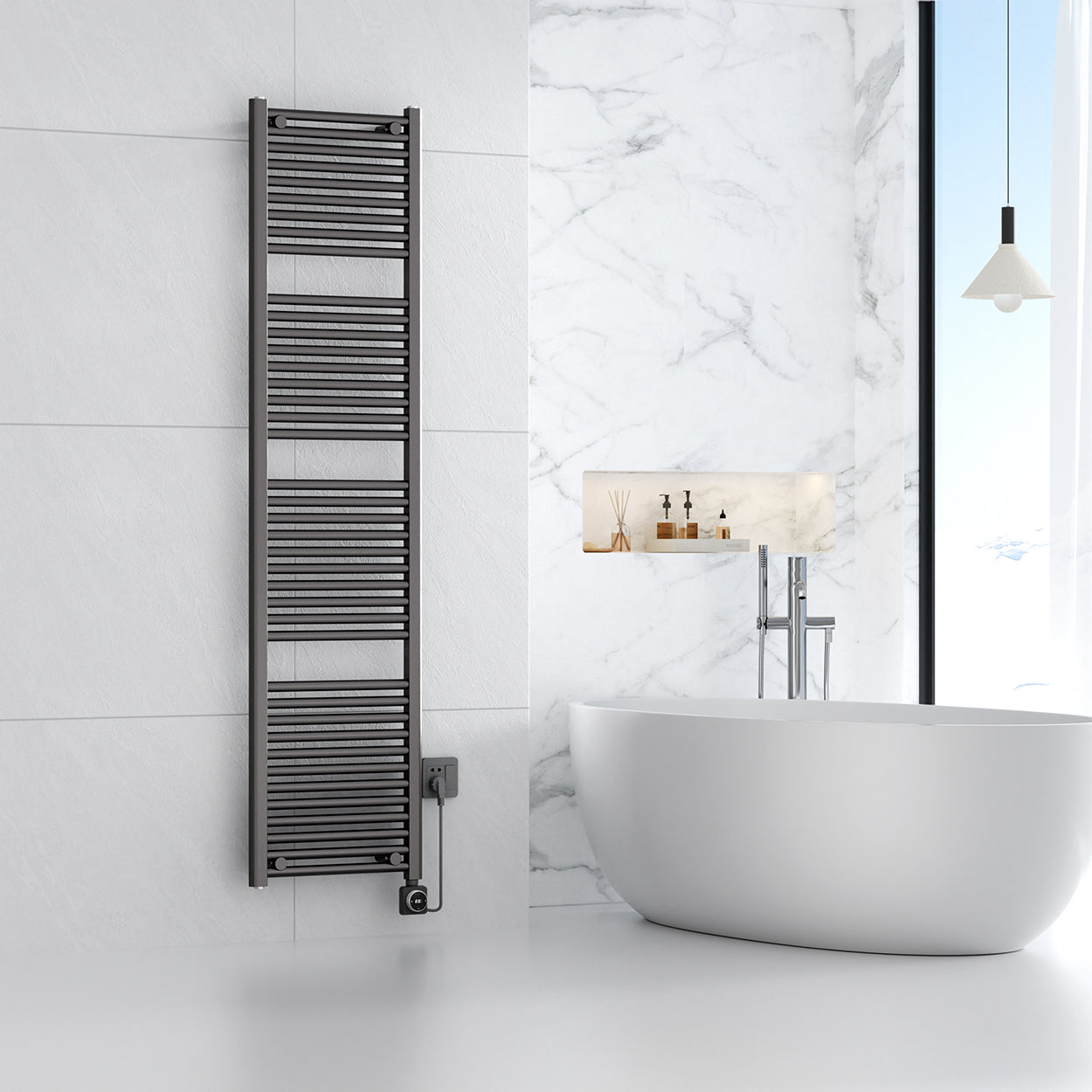 Elara elektrische radiator Smart WiFi 181,7 x 45 cm gunmetal PVD - WDtegels