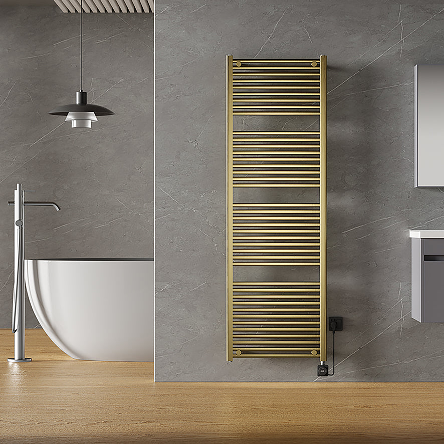 Elara elektrische radiator Smart WiFi 181,7x60cm geborsteld messing PVD - detailfoto