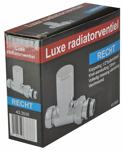 luxe radiatorventiel 1/2''x15 (M22) knel recht chroom - WDtegels