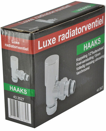 luxe radiatorventiel 1/2''x15 (M22) knel haaks chroom - WDtegels