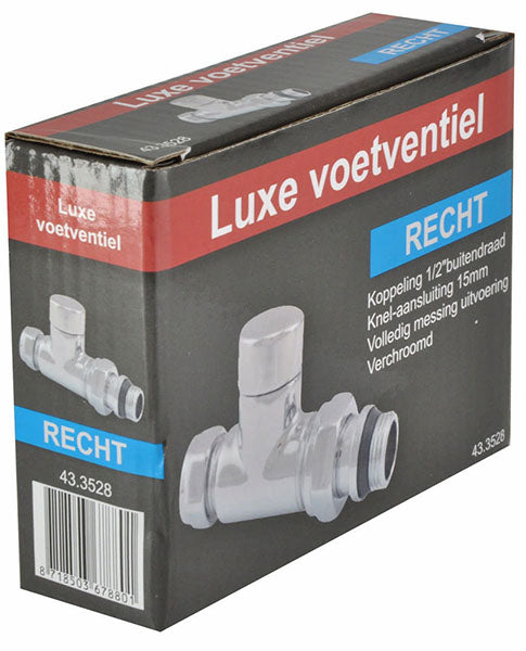 luxe regeltee 1/2''x15 (M22) knel recht chroom - WDtegels