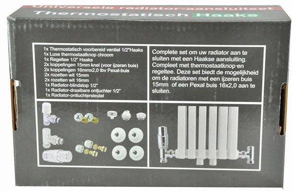 Luxe therm. rad. aansluitset haaks chroom - WDtegels