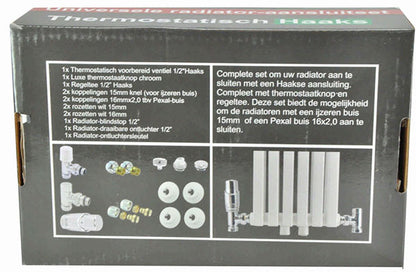 Luxe therm. rad. aansluitset haaks chroom - WDtegels