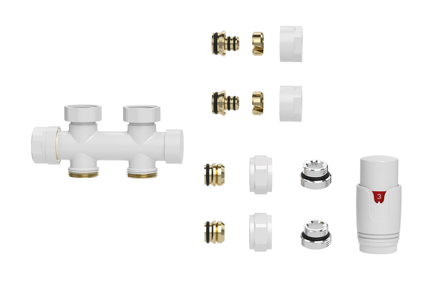 Set thermostatisch onderblok recht glans wit - WDtegels
