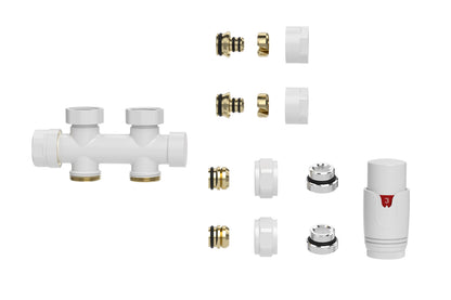 Set thermostatisch onderblok recht glans wit - WDtegels