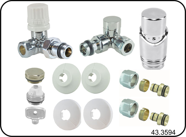 Wiesbaden luxe therm.rad.aansluitset haaks verkeerd rechts chroom