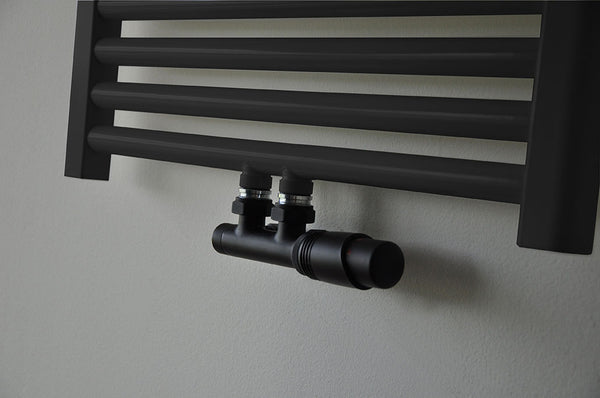 Wiesbaden set thermostatisch onderblok haaks-rechts mat zwart