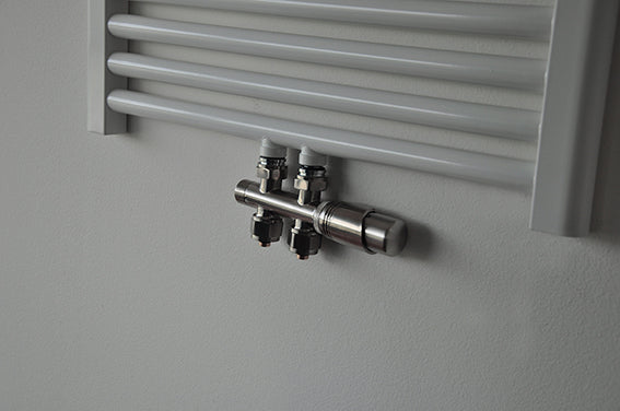 set thermostatisch onderblok recht geborsteld staal - WDtegels