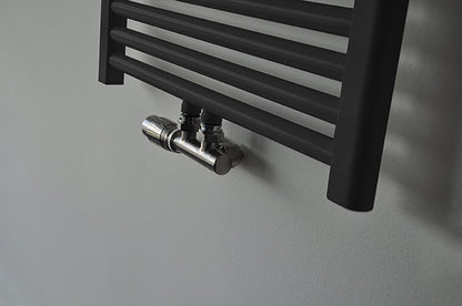 set thermostatisch onderblok haaks-links geborsteld staal - WDtegels
