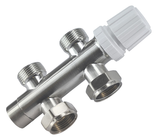 thermostatic 3/4 bottom block straight brushed steel