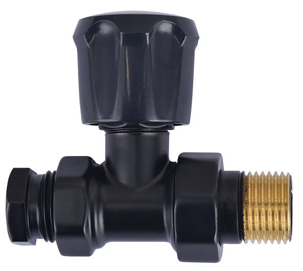 radiator valve + adapter 15mm 1/2 straight nickel-plated matt black
