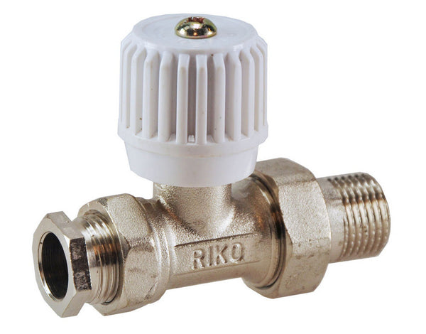 Radiator valve with adapter 15mm 1/2 straight, nickel-plated