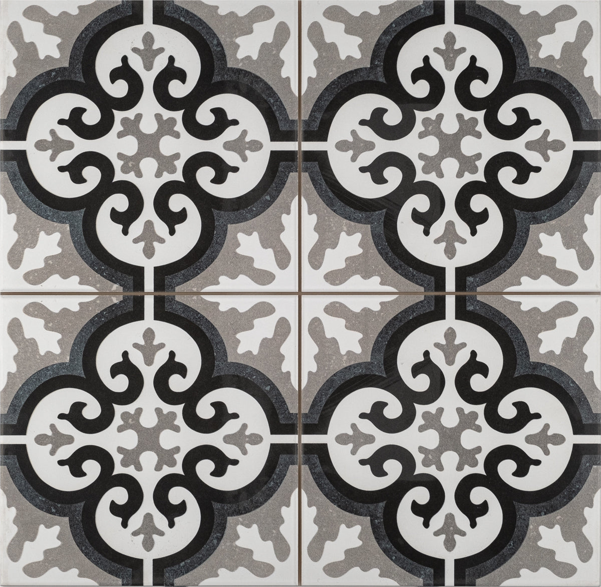 Vloertegel Cemento Decor Manisa Black 45x45 - WDtegels