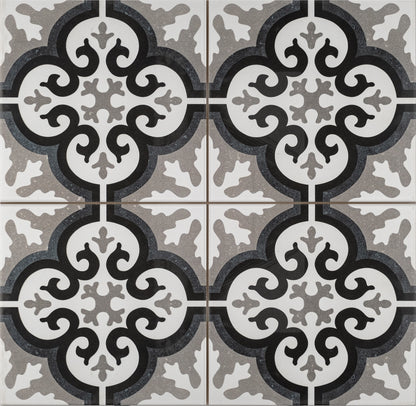Vloertegel Cemento Decor Manisa Black 45x45 - WDtegels