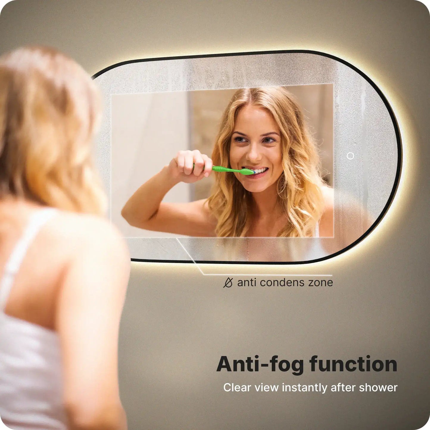 Badkamerspiegel - 120x60cm Ovaal - Zwart Frame